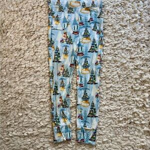 Kids Tiny Roots Blue Green Christmas Tree Snow Globe Bamboo Pajama Bottoms 10